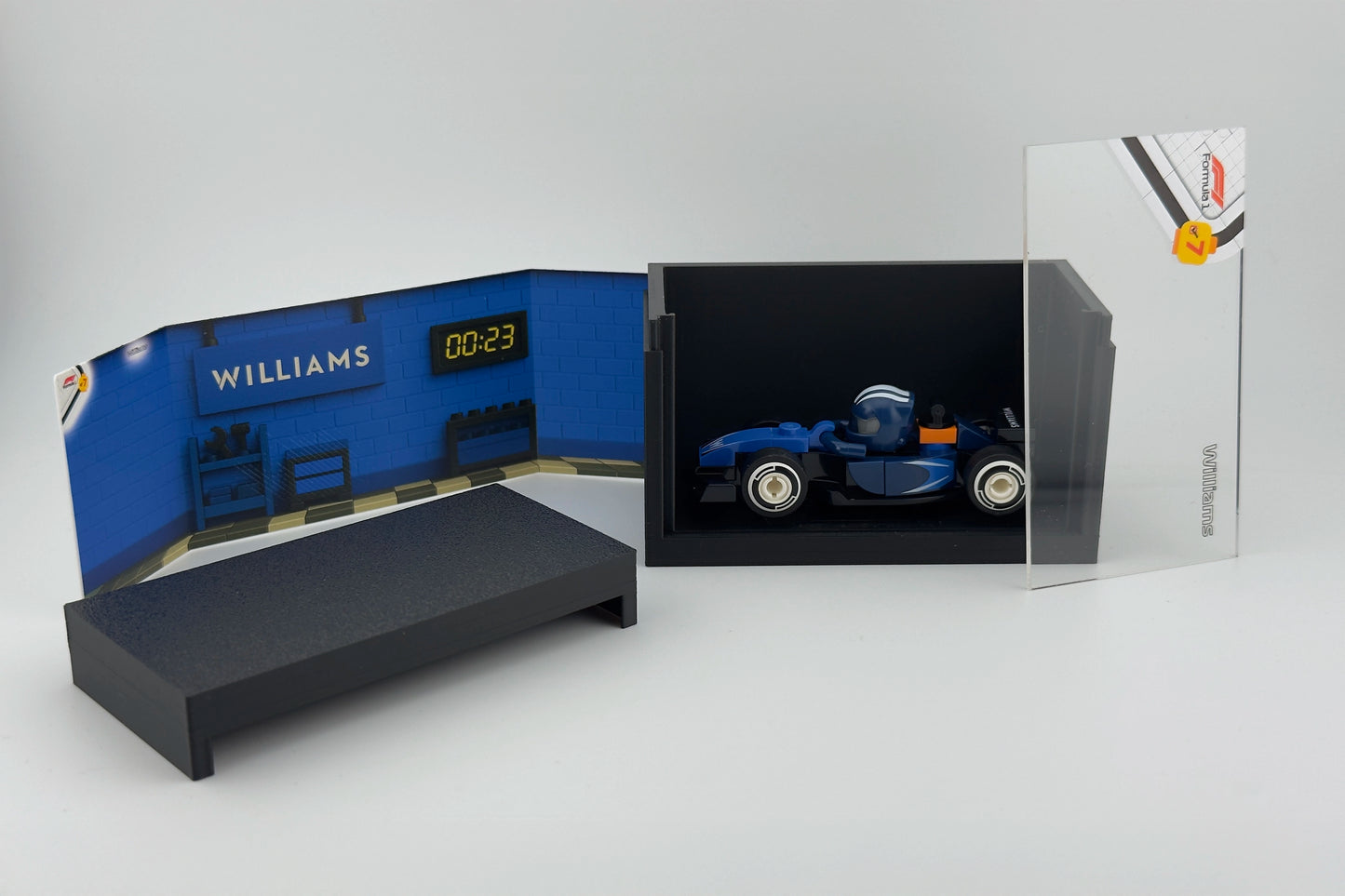 brickAtom™ Display – Formula Speed & Pit Lane Precision (LEGO® F1 Series) 🏎️🏁