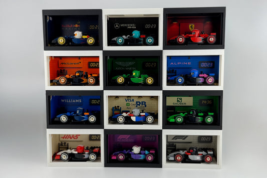 brickAtom™ Display – Formula Speed & Pit Lane Precision (LEGO® F1 Series) 🏎️🏁