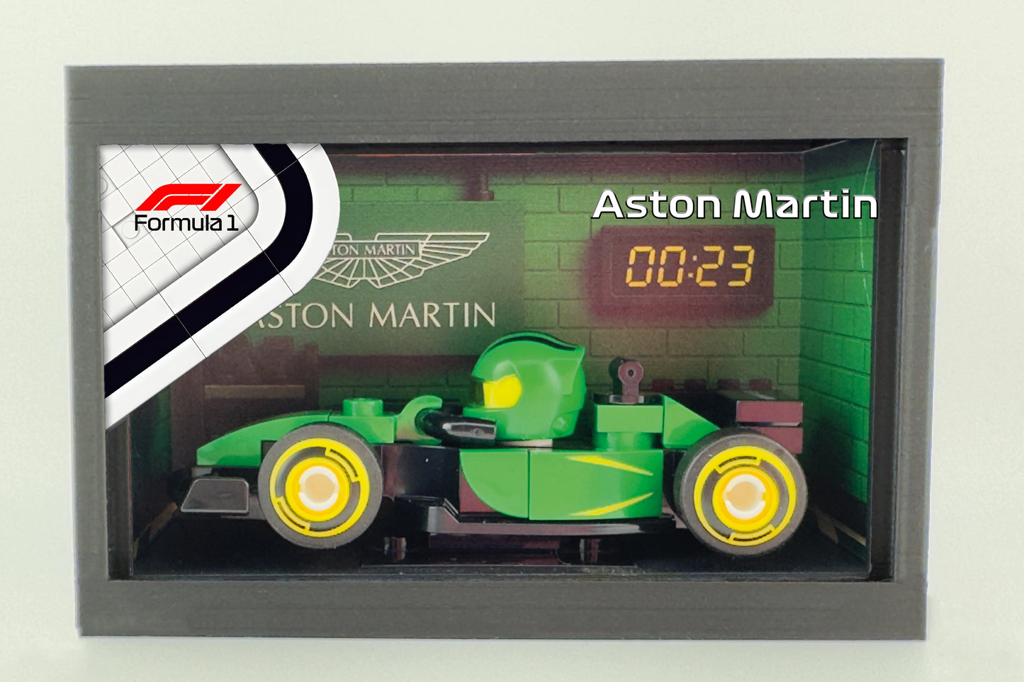 brickAtom™ Display – Formula Speed & Pit Lane Precision (LEGO® F1 Series) 🏎️🏁